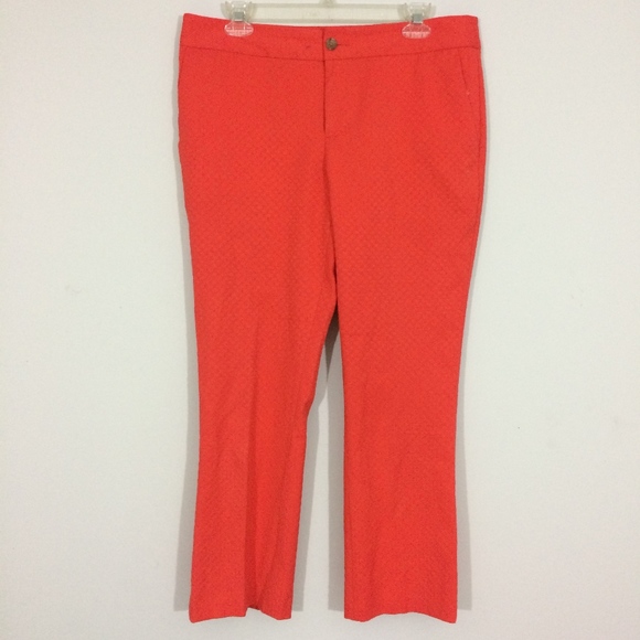 Banana Republic Pants - Banana Republic Womens 8 Red Honey Comb Pattern Flat Front Cotton Blend Capris